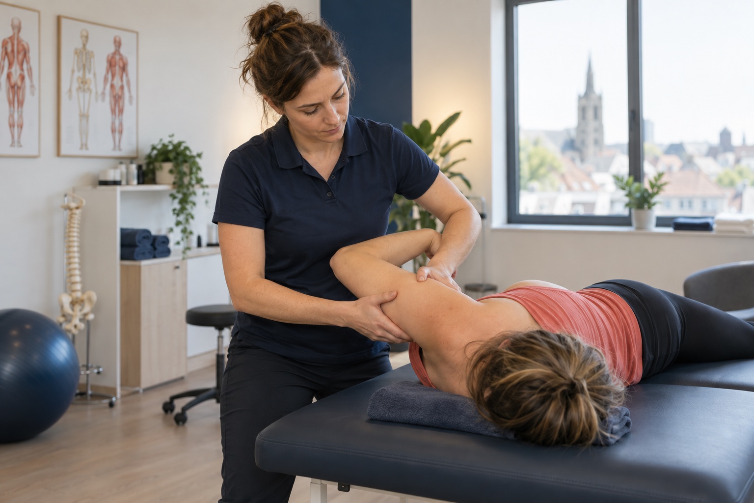 Kinesist die een patiënt behandelt